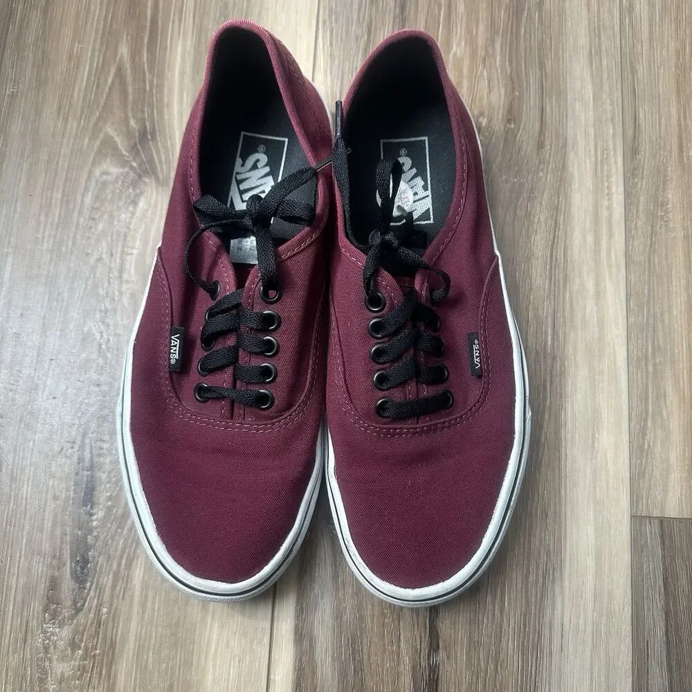 Vans Authentic Low Top Sneakers Maroon Burgundy Canvas Shoes Women 9.5 / Men 8